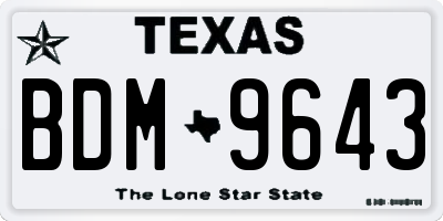 TX license plate BDM9643