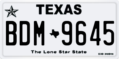 TX license plate BDM9645