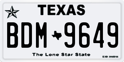 TX license plate BDM9649