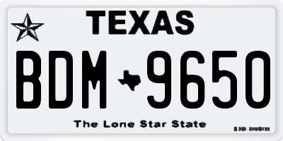 TX license plate BDM9650