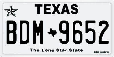TX license plate BDM9652