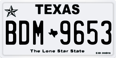 TX license plate BDM9653