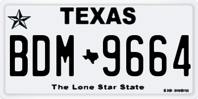TX license plate BDM9664