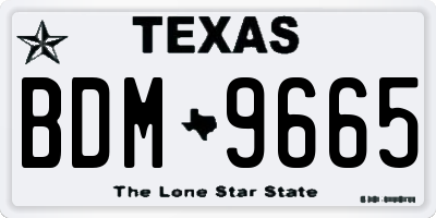 TX license plate BDM9665