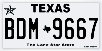 TX license plate BDM9667