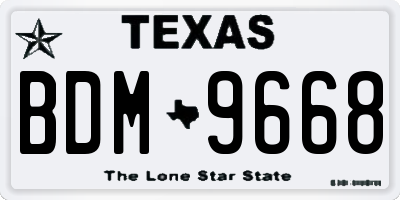 TX license plate BDM9668