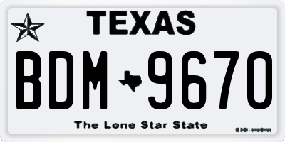 TX license plate BDM9670