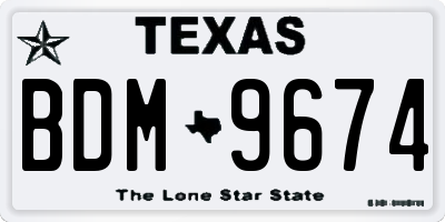 TX license plate BDM9674