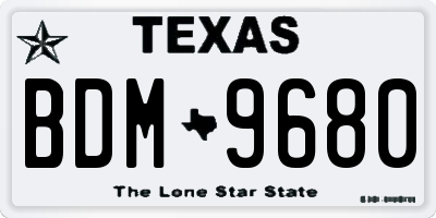 TX license plate BDM9680