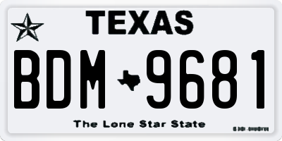 TX license plate BDM9681