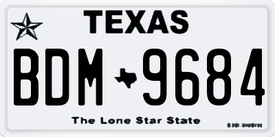 TX license plate BDM9684