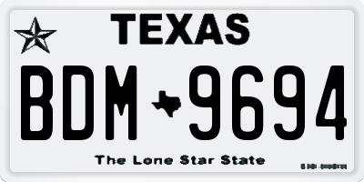 TX license plate BDM9694