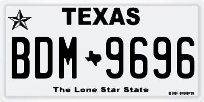 TX license plate BDM9696