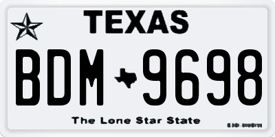TX license plate BDM9698