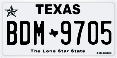 TX license plate BDM9705