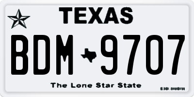 TX license plate BDM9707