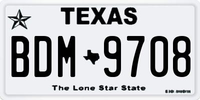 TX license plate BDM9708