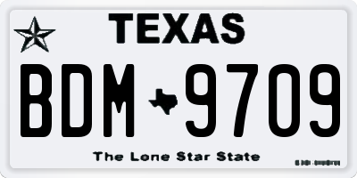 TX license plate BDM9709