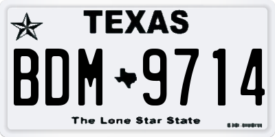 TX license plate BDM9714