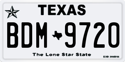 TX license plate BDM9720