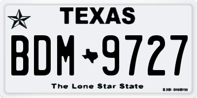 TX license plate BDM9727