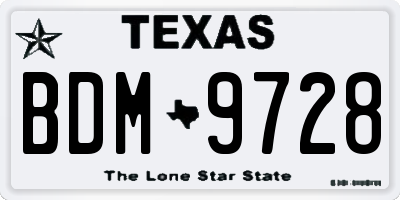 TX license plate BDM9728