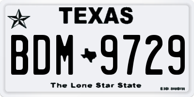 TX license plate BDM9729