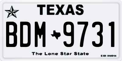 TX license plate BDM9731