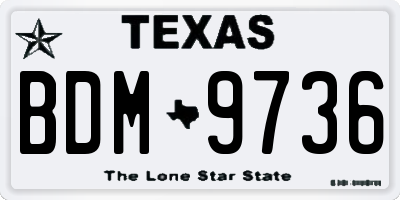 TX license plate BDM9736