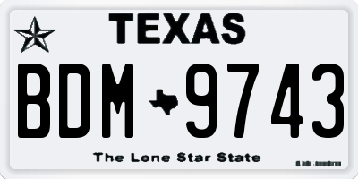 TX license plate BDM9743