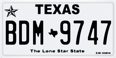 TX license plate BDM9747