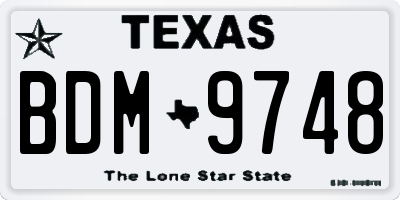 TX license plate BDM9748