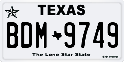 TX license plate BDM9749