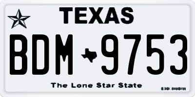 TX license plate BDM9753