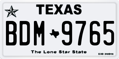 TX license plate BDM9765