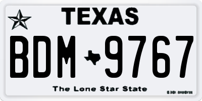 TX license plate BDM9767