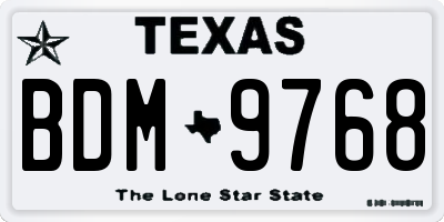 TX license plate BDM9768