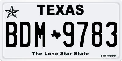 TX license plate BDM9783