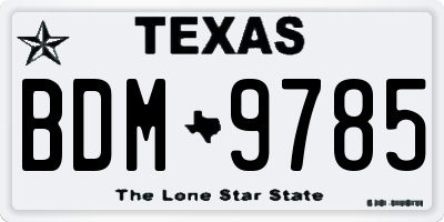 TX license plate BDM9785