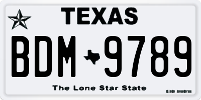 TX license plate BDM9789