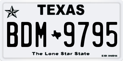 TX license plate BDM9795