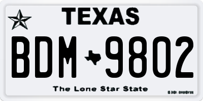 TX license plate BDM9802