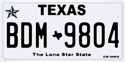 TX license plate BDM9804