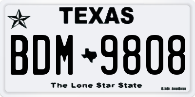 TX license plate BDM9808