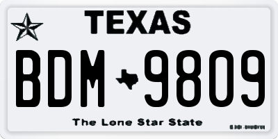 TX license plate BDM9809