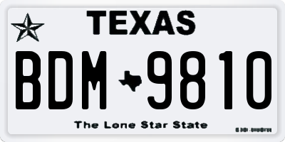 TX license plate BDM9810