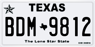 TX license plate BDM9812