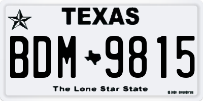 TX license plate BDM9815