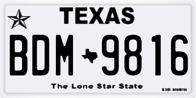 TX license plate BDM9816