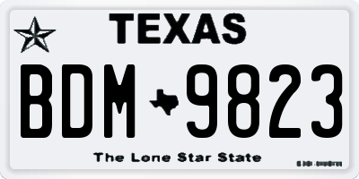 TX license plate BDM9823